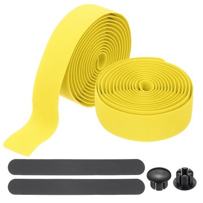 2 Rolls Bike Handlebar Tape with End Plugs for Road Bikes Yellow