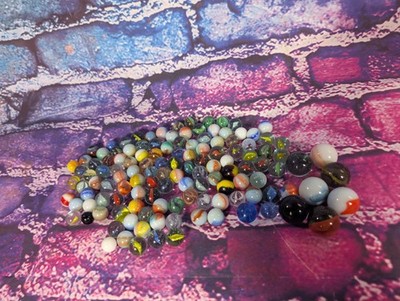 Marbles lot Vintage Various Types and Sizes Lot of 120 Shooters Cats Eyes Etc