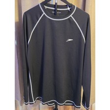 Speedo Long Sleeve Swim Shirt Mens Size Large Black UV Blocker