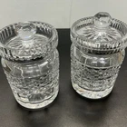 Vintage Waterford Crystal Alana Condiment Jars With Notched Lids Lot Of 2