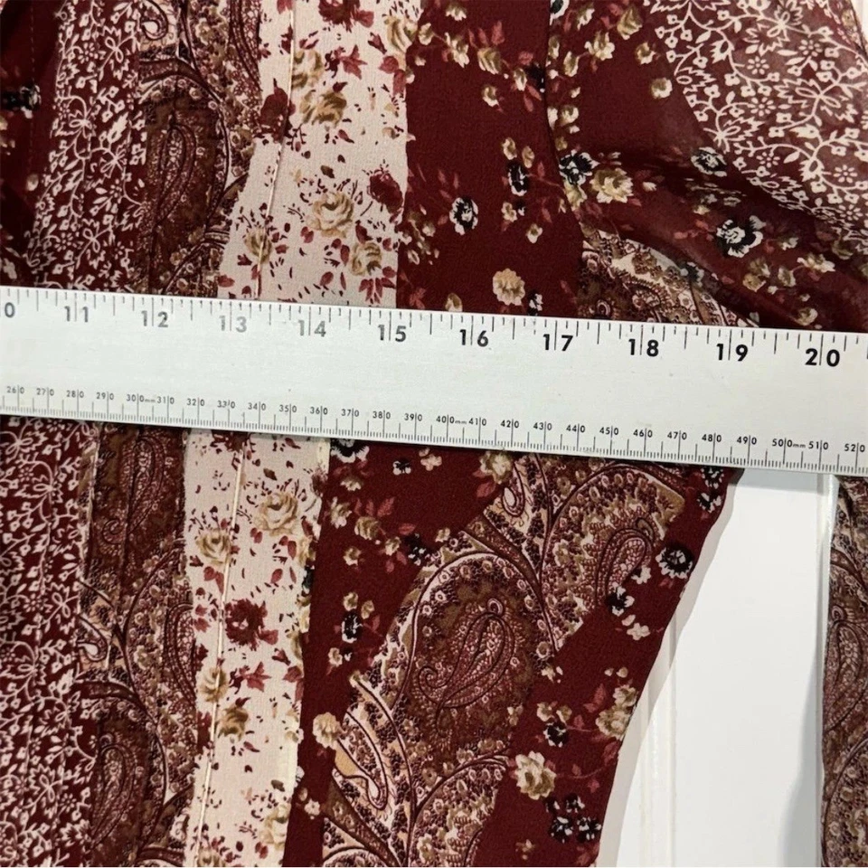 Blusa De Colección Laura Ashley 8 100% Seda Roja Paisley Floral Volantes Cottagecore Top Foto 4 de 4