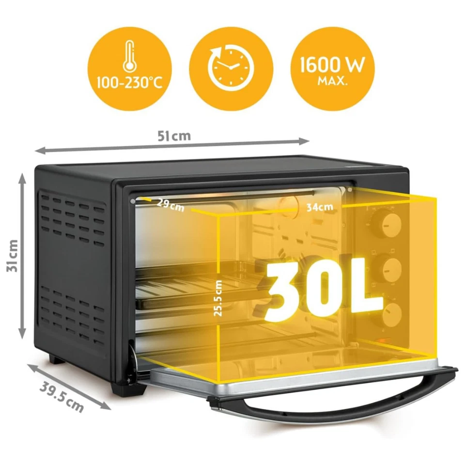 Mini Backofen 30 Liter Miniofen Umluft Minibackofen Freistehend TZS *B-Ware* - Bild 2 von 4