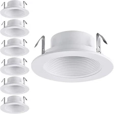 4 Inch Classic White Recessed Light Trim, Metal Step Baffle Trim, Fit Halo/Juno