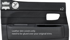 BLACK STITCH 2X REAR DOOR CARD LEATHER COVERS FOR FORD RANGER MAZDA BT50 06-12