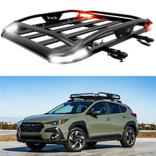For Subaru Crosstrek Rooftop Roof Rack Cargo Basket Carrier Cross Bars W Led