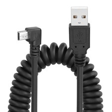 YACSEJAO Coiled Mini USB Cable 90 Degree, Type A to B Male Data...