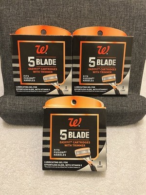 Walgreens 5 Blade Easyfit Cartridges With Trimmers NIB 8 Count Lot Of 3