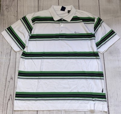 Vintage/Y2K Karl Kani Gold Polo White & Green Striped Polo Size 2XL
