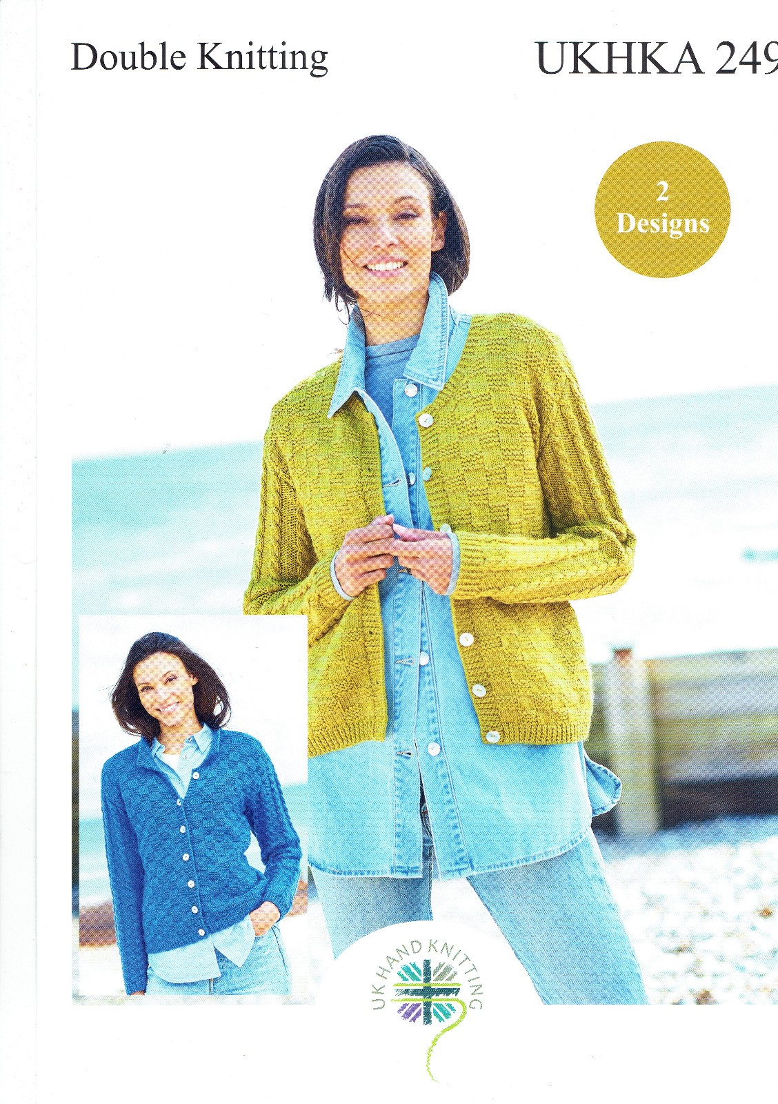 UKHKA knitting pattern 249 - ladies cardigans for DK yarn - 2 designs 32 to 42""