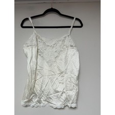 Vintage Vanity Fair White Lace Trim Slip Camisole Tank Top Size 36 Babydoll Y2K