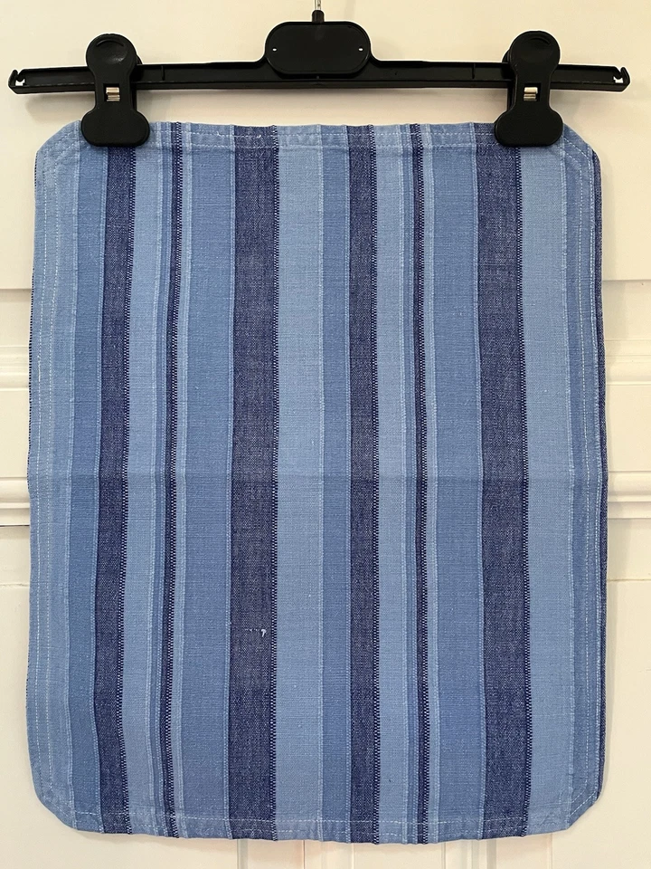 Deckchen Tischdeckchen Blau Gestreift Baumwolle Rechteckig 41x33cm Handgewebt - Bild 2 von 4