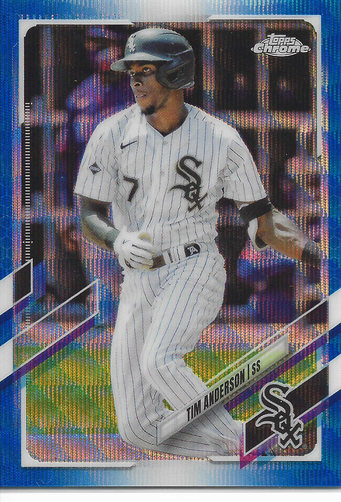 2021 Topps Chrome Tim Anderson #36 Blue Wave Refractor /75 White Sox