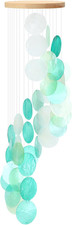 Sea Glass Shell Wind Chimes for outside Seaglass Capiz Windchime Spiral Wind Chi
