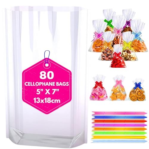 MAARA Small Cellophane Bags, Pack Of 80 (5
