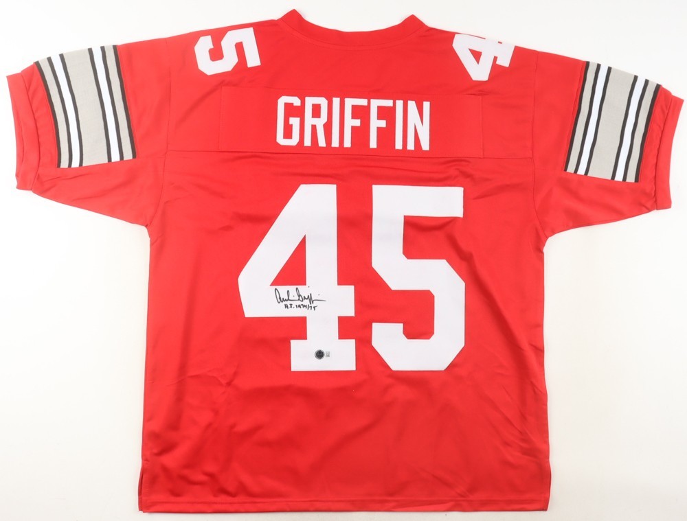 Archie Griffin Autographed Signed Ohio State Buckeyes Jersey Inscribed "H.T. 1974/75" (Beckett) 