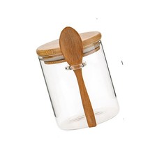 Airtight Glass Jars With Bamboo Lids And Spoons, 17oz Glass Canisters With Li...