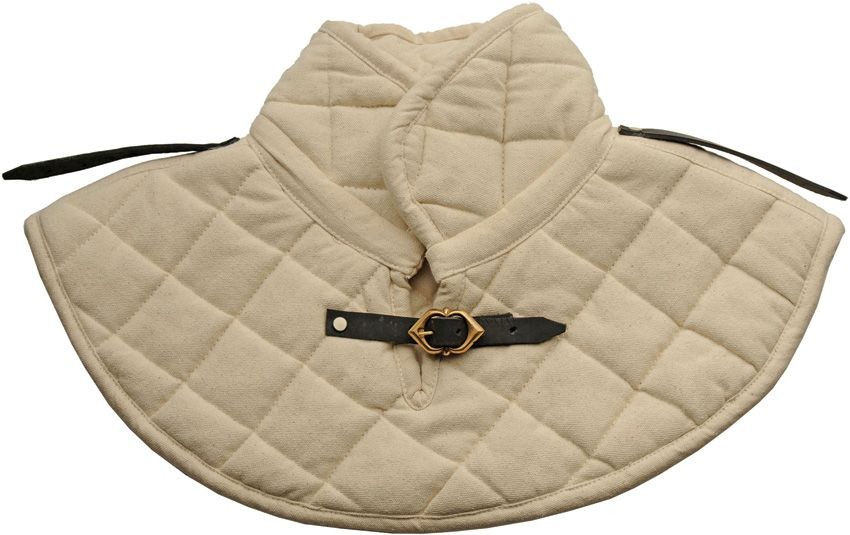 Collar Gambesón Medieval Acolchado Correa de Cuero de Algodón Hebilla de Latón LARP Talla Única