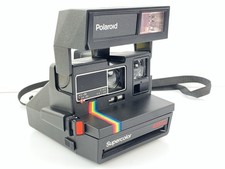 Polaroid Supercolor 635CL fotocamera istantanea nera striscia arcobaleno vintage