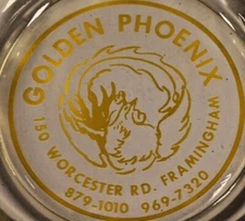 Vintage Golden Phoenix Restaurant, Framingham Mass glass ashtray 