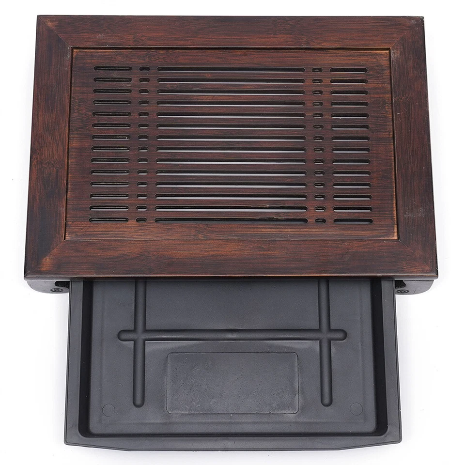 Bandeja de té de bambú duro natural de lujo Kung Fu Gongfu mesa plato de almacenamiento de agua EE. UU. Foto 4 de 4