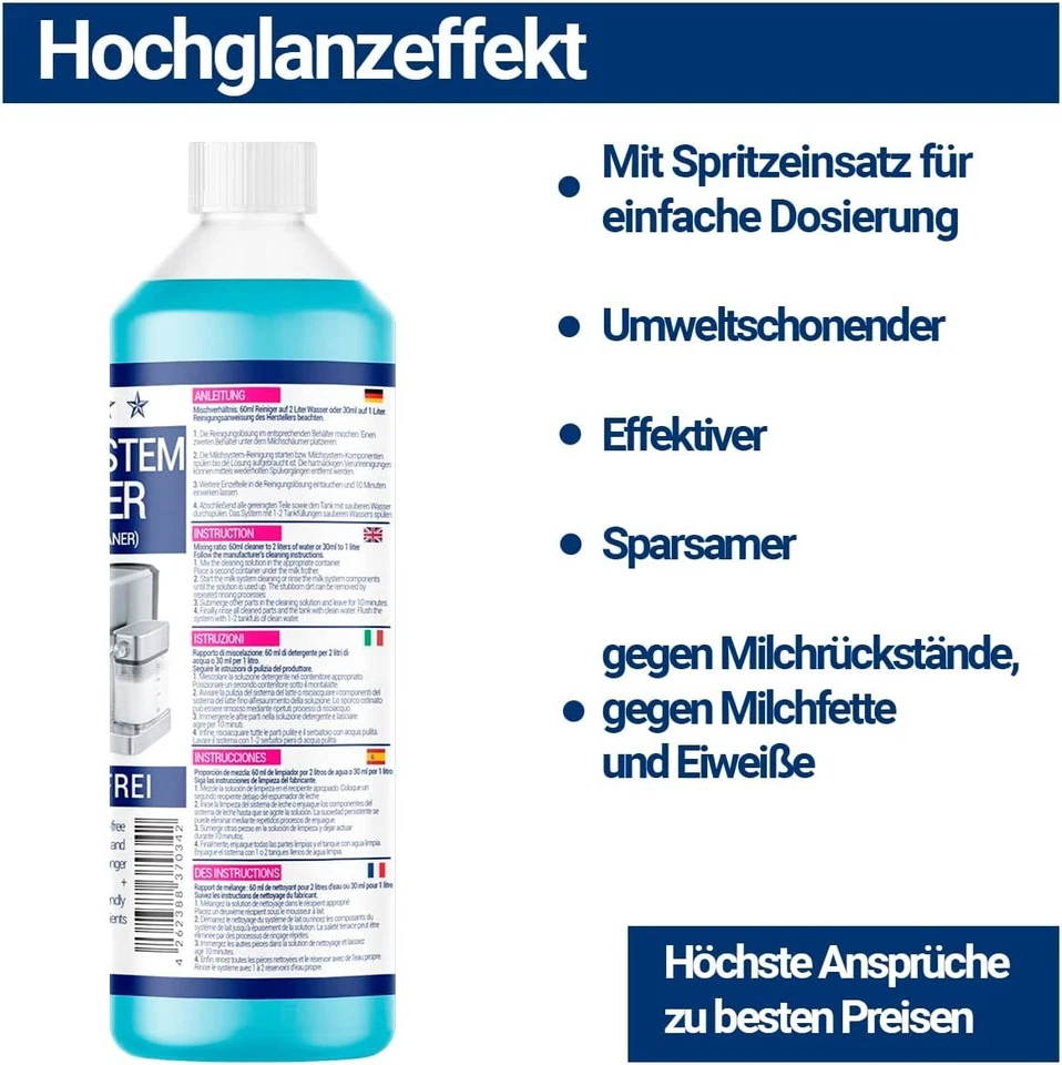 2L Milchschaumreiniger Milchreiniger Milchsystemreiniger Miele Jura DeLonghi - Bild 3 von 4