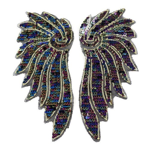 1Pair Large Angel Wings Sequin patches for clothes Sew On Appliques For Jacket r - Picture 4 of 7