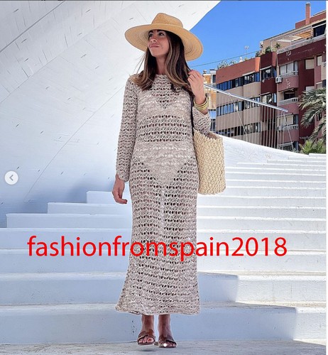 ZARA NEW WOMAN LONG CROCHET KNIT DRESS 