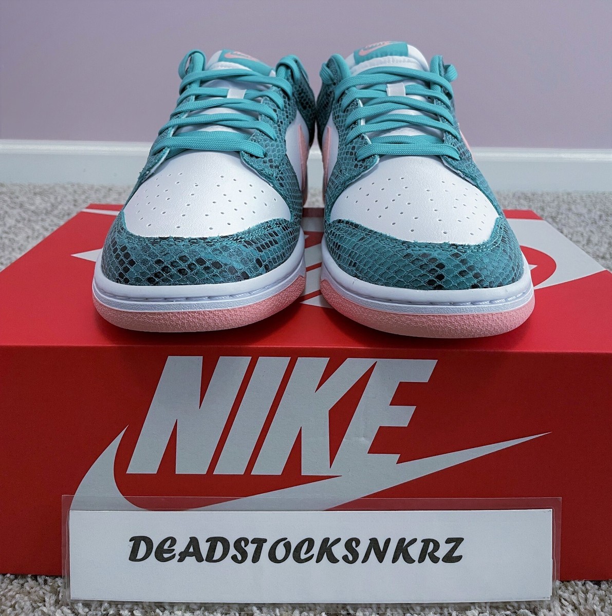 Size 10.5 - Nike Dunk Low Washed Teal Snakeskin for sale  display picture 1