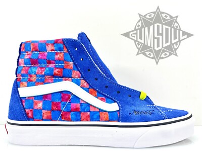 VANS SK8-HI AWAKE NY BLUE SUEDE WHITE RED CHECKERBOARD SKATE sz 10