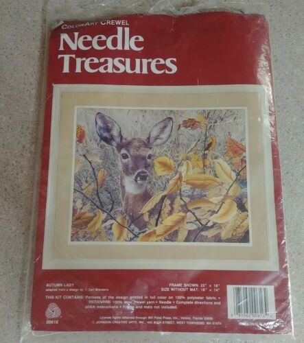 Needle Treasures Crewel Kit Deer "Autumn Lady" Fall Doe Opened - Afbeelding 1 van 3