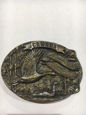 1987 Denver Canada Belt Buckle Flying Canadian Goose Brass Sanchez Free Ship Usa Ebay