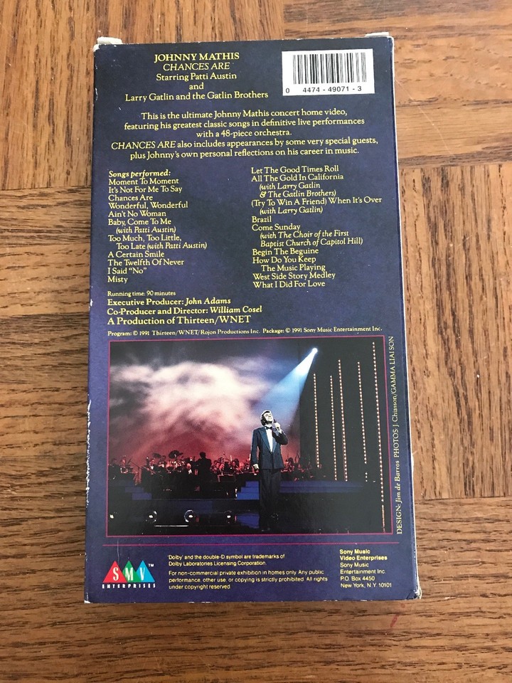Chances Are Johnny Mathis Vhs | eBay