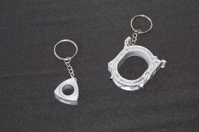 Rotary Engine Model Keychain, 2pcs, Silver, 
