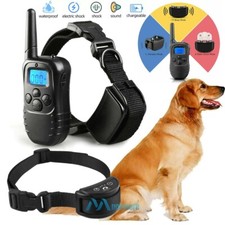 Dog Pet Electric Shock Training Collar Waterproof Rechargeable Remote 330Yard