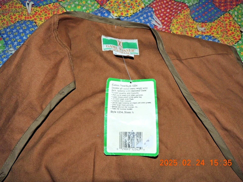 Game Winner Upland Game Birding Vest - L sized, new with tags! - Image 2 of 3