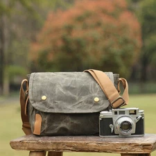 Small Canvas Waterproof Camera Bag Shoulder Insert Messenger Case For Mirrorless