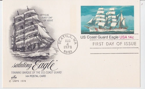 TurtlesTradingPost- Coast Guard Eagle- 1978 FDC #UX76 - Artcraft Cachet