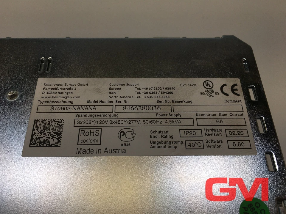 Kollmorgen S700 Servoregler S70602-NANANA Servo Drive 6A HW 02.20 Software 5.80 - Bild 2 von 4