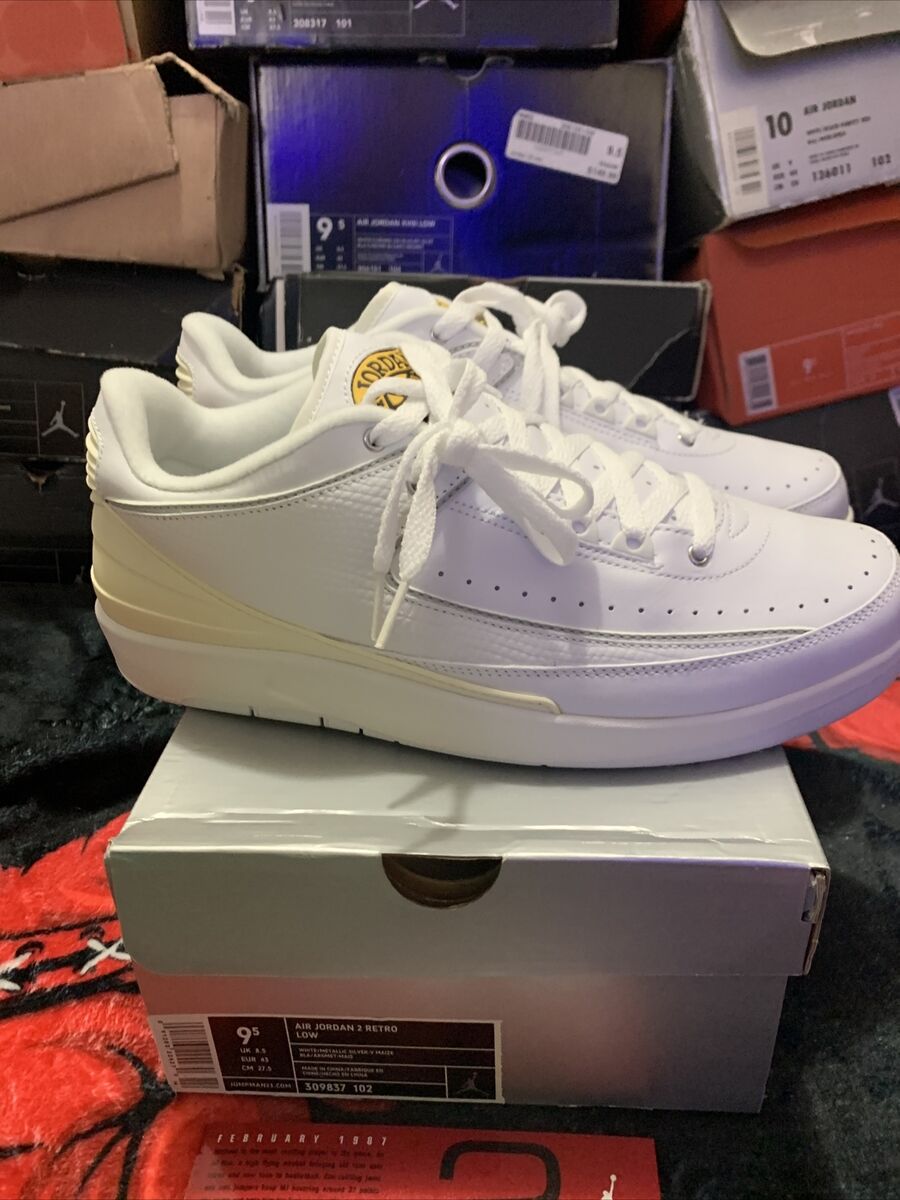 06 NIKE AIR JORDAN 2 RETRO LOW WHITE CHR SIL MAIZE BLK 06 NIKE AIR JORDAN 2 RETRO LOW WHITE CHR SIL MAIZE BLK