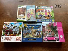 Lot of 6 300 piece puzzles - Lang,Ceaco,MasterPieces,Dowdle - Animals Landscapes