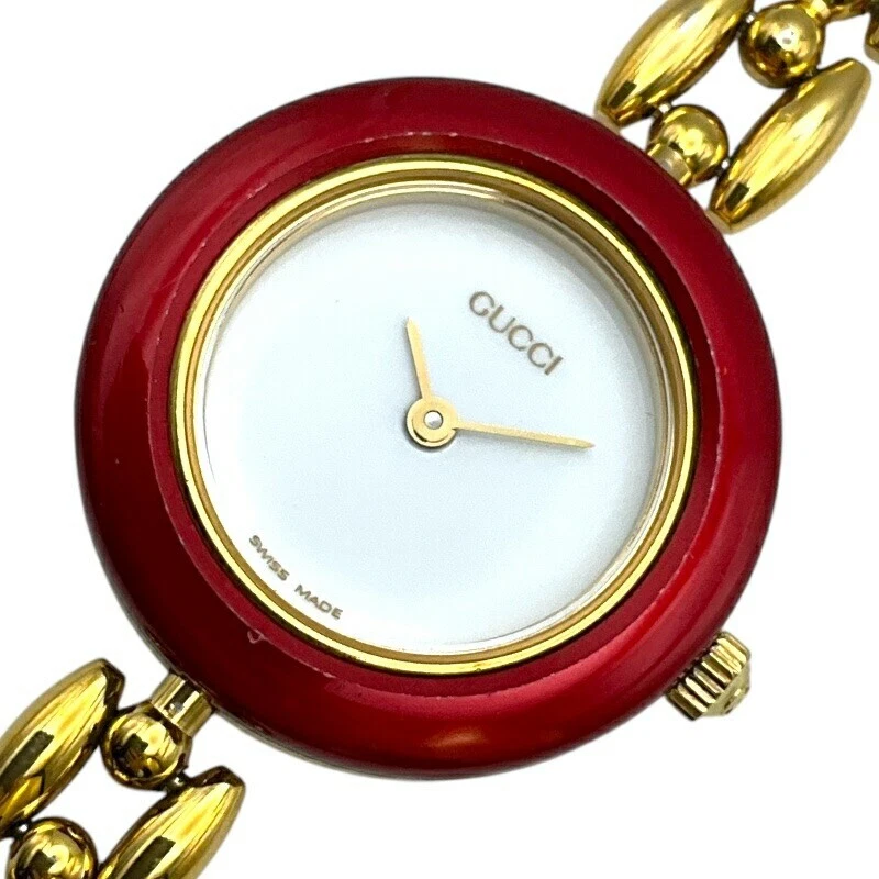 Montre femme Gucci 11/12.2 lunette changeante quartz cadran blanc 25 mm ronde du Japon