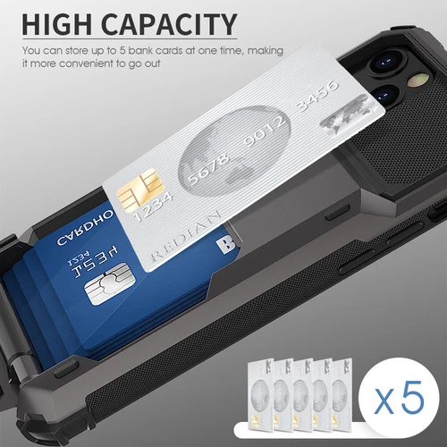 For iPhone 11 12 13 14 Pro Max Slim Shockproof Phone Case with Card Holder Cover - Bild 11 von 22