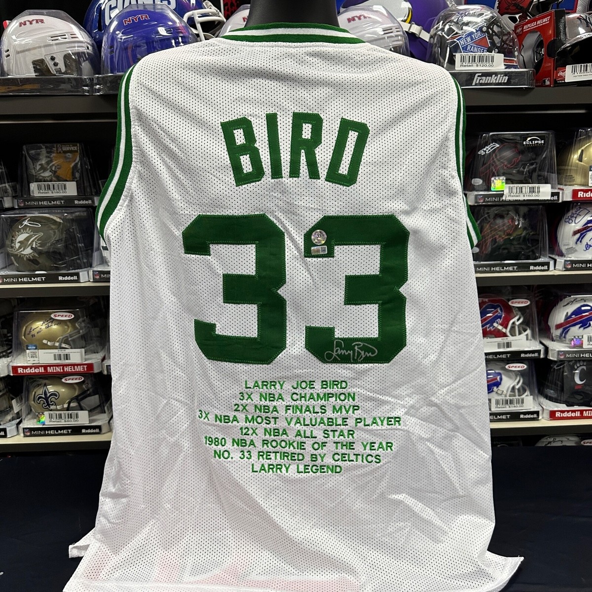 正規品Bristol BIG STAR JERSEY size:L Larry Bird Autographed White Boston Celtics Basketball STAT