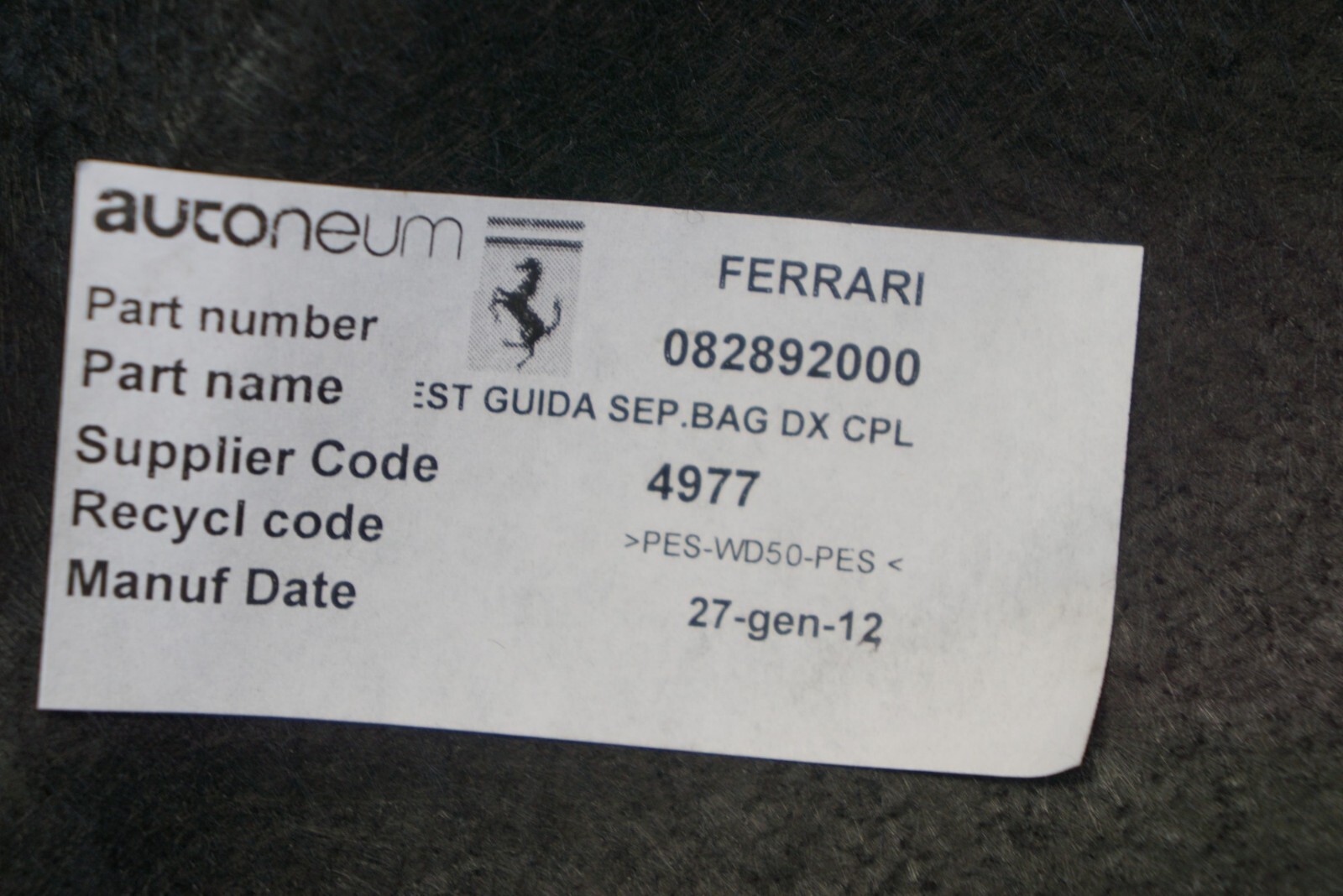2009 - 2014 FERRARI CALIFORNIA LEFT & RIGHT TRUNK HINGE COVER TRIM PANEL OEM