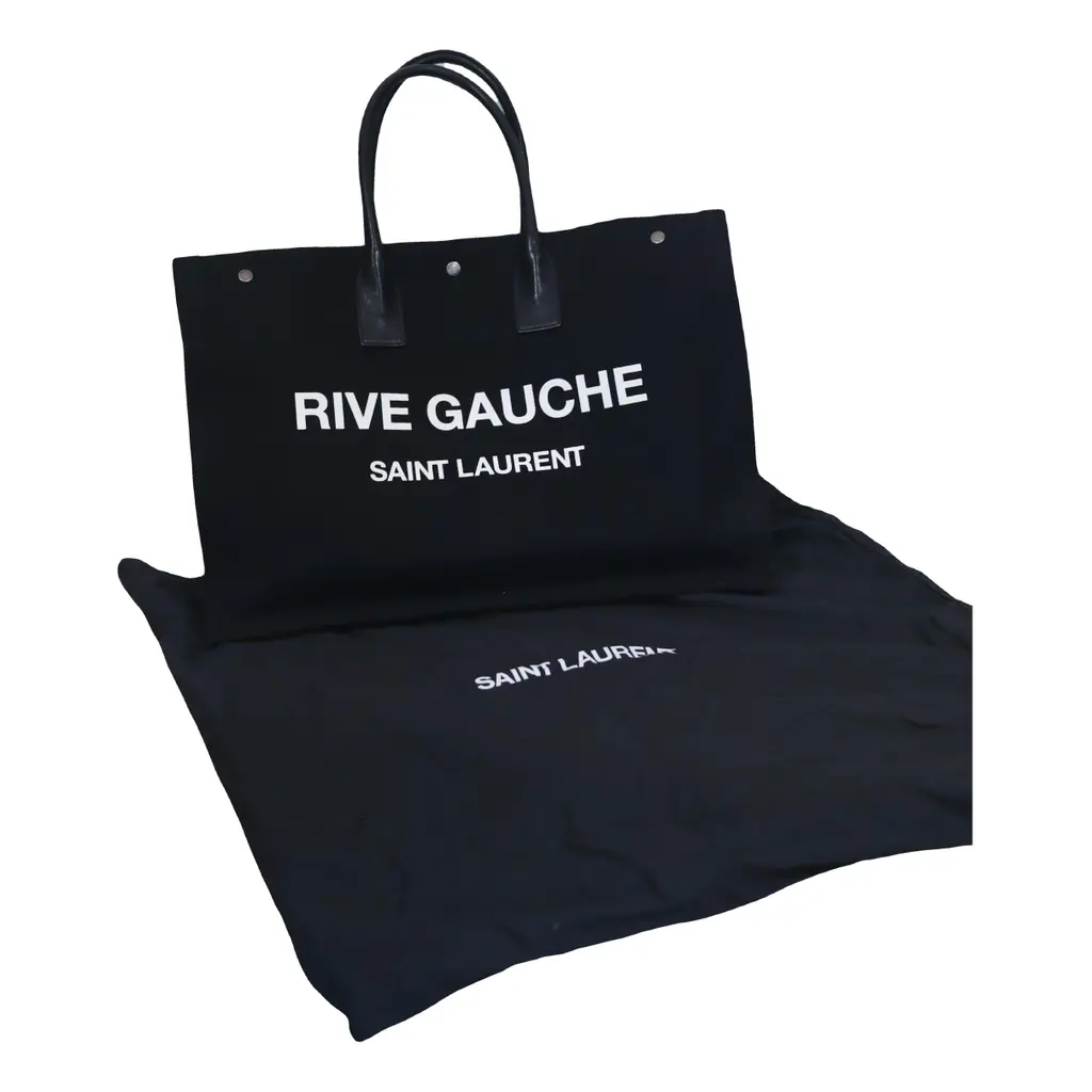 Autentica borsa tote Saint Laurent Rive Gauche YSL tela nera prezzo al pubblico consigliato $ 1.995