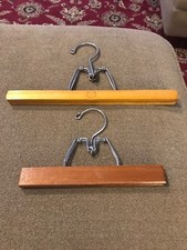 Lot Of 2 Vintage Wooden Trouser Pants Clamp Hangers JL 