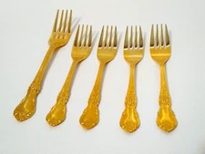 Lot of 5 Home Concepts Gold / Golden Forks Silverware (Used) Fair Shape
