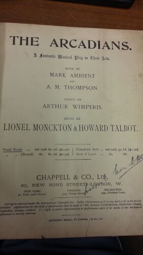 Monckton und Talbot: Die Arkadianer: Partitur - Bild 1 von 1