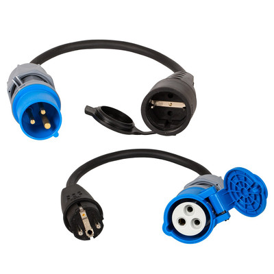 2 x ADAPTER CEE Stecker Kupplung 230V  Camping H05RR-F 3x2,5mm² 16A 0,5-10m