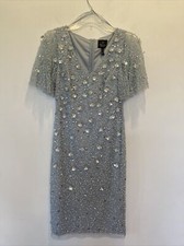 Adrianna Papell size 4 light blue fully beaded short dress Beautiful